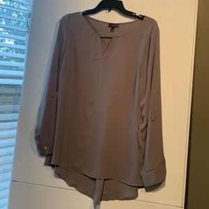The Limited Women Green Long Sleeve Blouse Top Size M. V-neck Bronze Detail